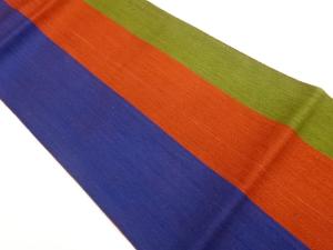 手織り紬縞模様織出し名古屋帯